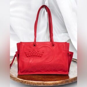 Loewe Shopper Tote Crown Studs Women's Leather Shoulder Bag,